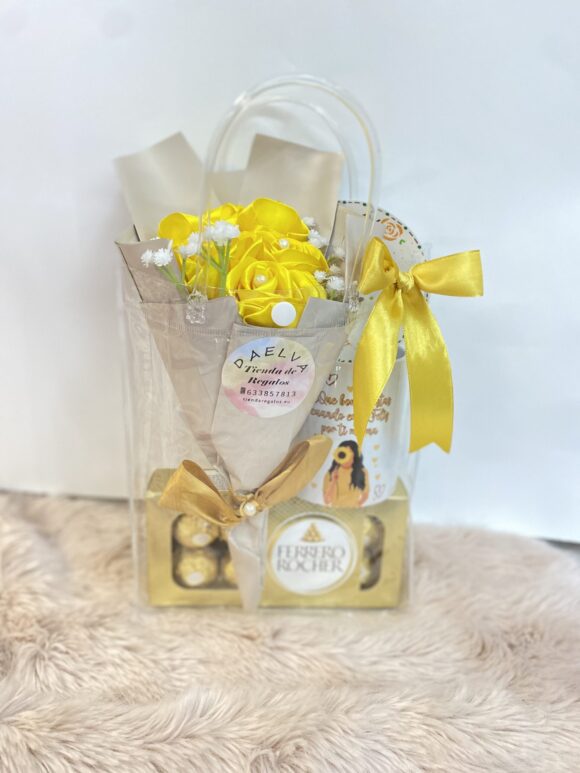 Bolsita de regalo flores amarillas