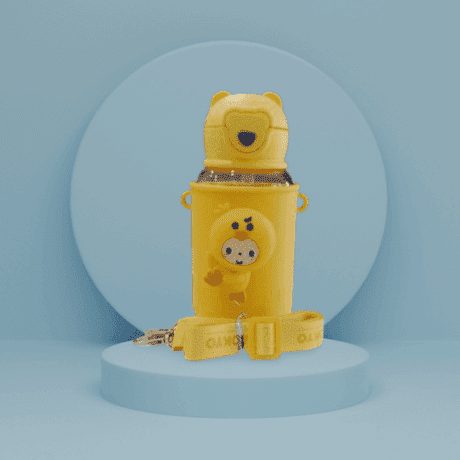 Botellas para bebé con muñecos de silicona amarillo chillon