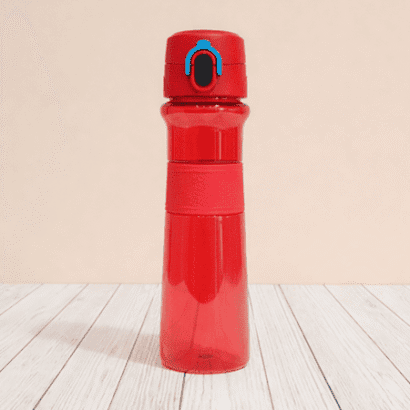 botella roja transparente reutilizable