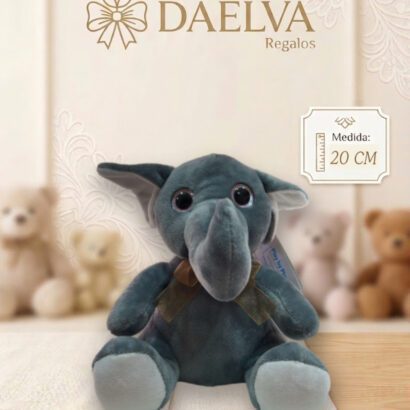 Peluche de Elefante Gris Suave con Lazo Dorado (Play by Play)