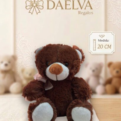 Oso de Peluche Marrón Suave con Lazo Rosa