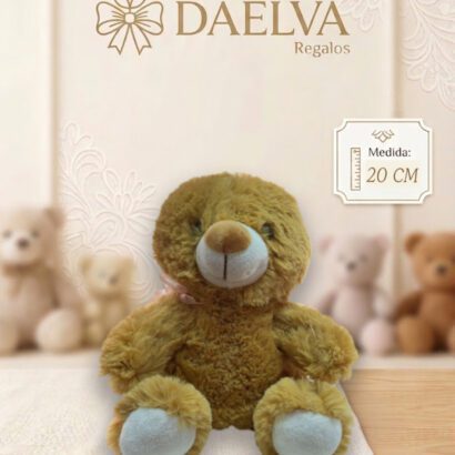 Oso Peluche Miel Suave con Lazo Rosa
