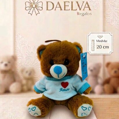 Peluche Osito Marrón con Jersey Azul "Amor"