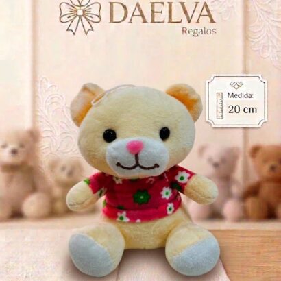 Peluche Osito Beige con Jersey Estampado de Flores