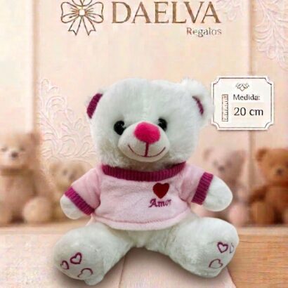 Peluche Oso Blanco con Jersey Rosa "Amor"