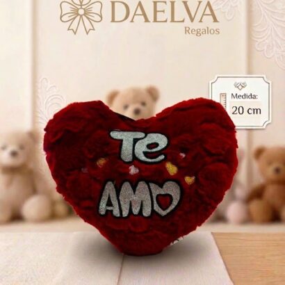 Cojín de Peluche Corazón Rojo "Te Amo"