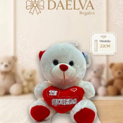 Peluche Oso Blanco con Corazón "Te Quiero" y Detalle de Colgante