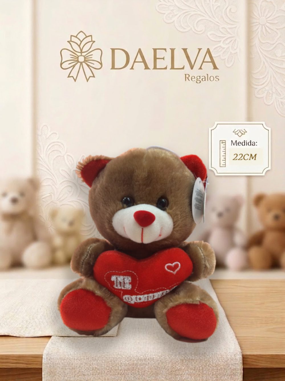 Peluche Oso Marrón con Corazón "Te Quiero"