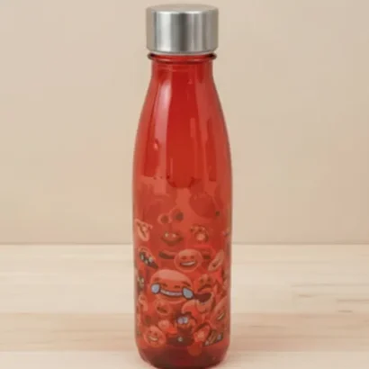 Botellas de colores estampadas de emojis