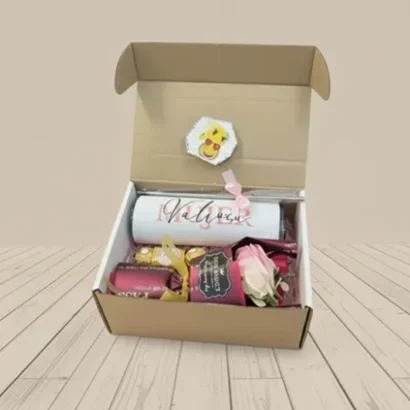 Caja de regalo con termo y bombones