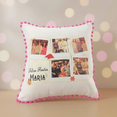 Cojín personalizado con bordes rosas
