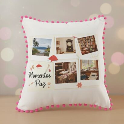 Cojín personalizado con bordes rosas