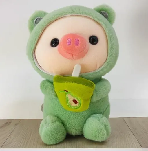 Peluche cerdito kawaii verde, regalos para peques