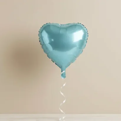 Globos de Corazón Celeste Metálico