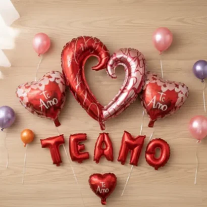 Globos metálicos Te amo tiernos
