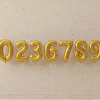 Globos números dorados brillantes