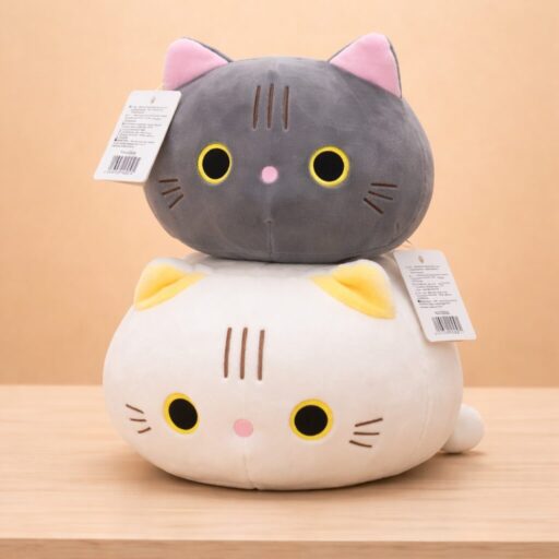 Peluche Gatos Gris y Blanco