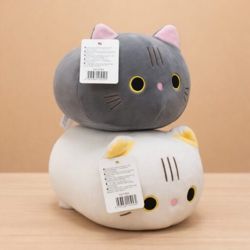 Peluche Gatos Gris y Blanco