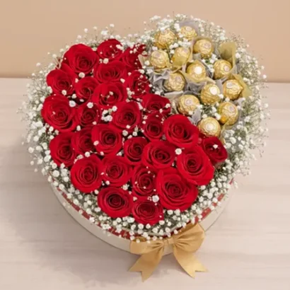 Ramo de Rosas naturales+ Bombones Ferrero Rocher