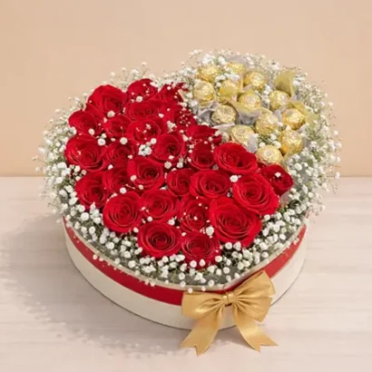 Ramo de Rosas naturales+ Bombones Ferrero Rocher