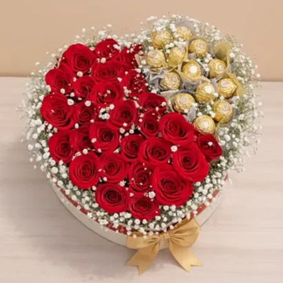 Ramo de Rosas naturales+ Bombones Ferrero Rocher