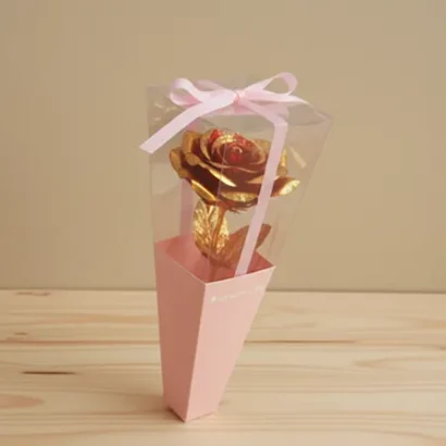 Rosas bicolores en caja triangular