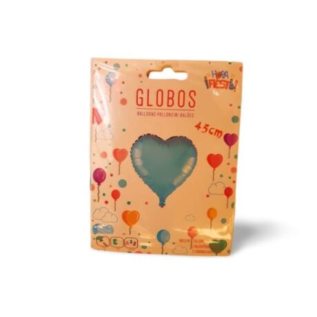 Globos de corazón celeste metálico