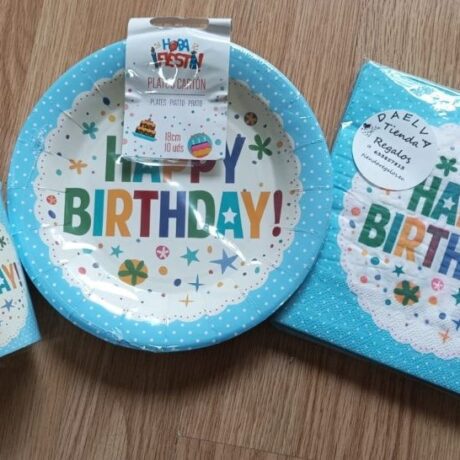 Conjuntos de vaso, plato y servilleta para cumpleaños