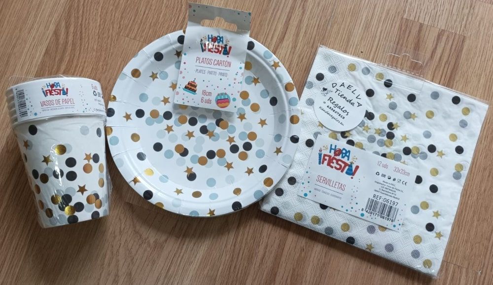 Conjuntos de vaso plato y servilleta