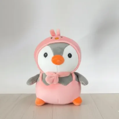 peluche pingüino rosa 15 cm