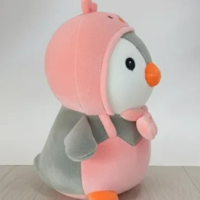 peluche pingüino rosa 15 cm mirando a la derecha