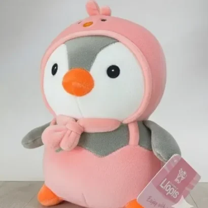 peluche pingüino rosa 15 cm Un poco ladeado