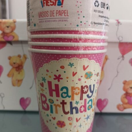 vaso de cartón rosa