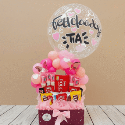 Mini cesta con arco de globos