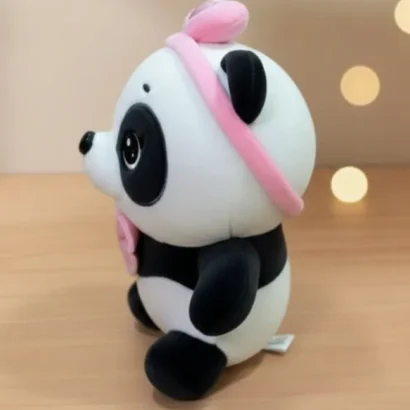 Peluche Panda con Lazo Rosa y Diadema de Corazón