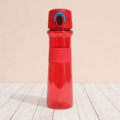 botella roja transparente reutilizable