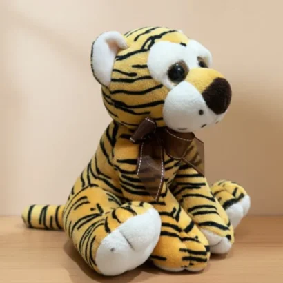peluche tigre realista de felpa suave con lazo decorativo