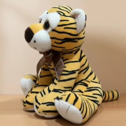 peluche tigre realista de felpa suave con lazo decorativo