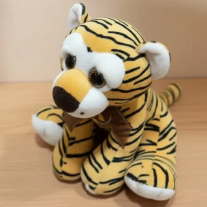 peluche tigre realista de felpa suave con lazo decorativo