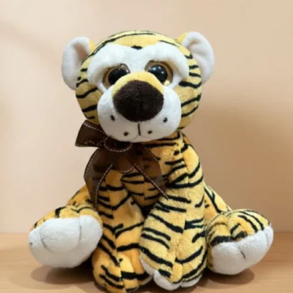 peluche tigre realista de felpa suave con lazo decorativo